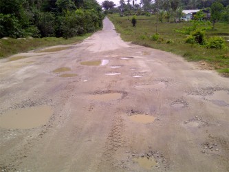 Section of the Bartica-Potaro Road in a deplorable state