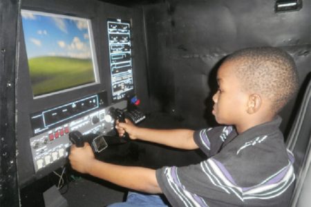 This future pilot had his first experience of training at the flight school yesterday.