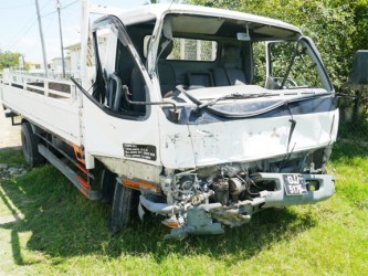 The damaged Canter truck 