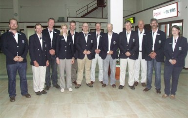 The Great Britain team of rifle shooters upon their arrival on Monday night.     