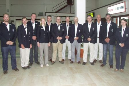 The Great Britain team of rifle shooters upon their arrival on Monday night.