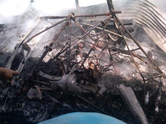 The burnt interior of the plane