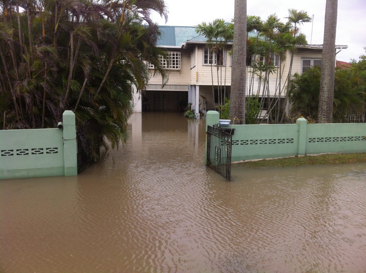 Water completely encroached on these East Coast premises