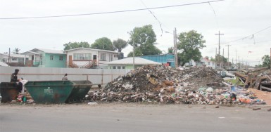 This was Independence Boulevard last week with empty dumpsters and the trash piled up beside them. (Photo by Arian Browne)