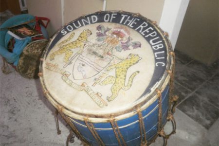 Large drums were placed throughout the garden as entertainers prepared for their performances
