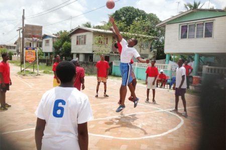  Action in the YBG Secondary Schools’ Basketball Tournament.