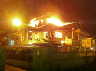 The fire on Thursday night that engulfed the Turkeyen house in which the bodies of Totaram Mohotoo and his wife Bhagmattie Mohotoo were found yesterday.