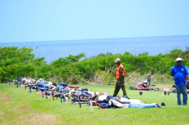 The international shooters in action at Paragon ranges in Barbados on the opening day of the West Indies rifle shooting championships.