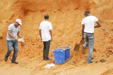 Ground Structures Engineering Consultant company technicians collecting soil  samples at the laterite pit. 