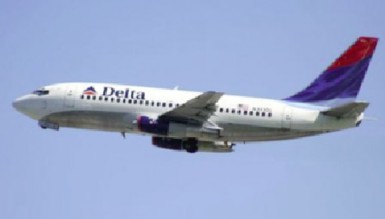 Winging out: A Delta Airlines aircraft in flight