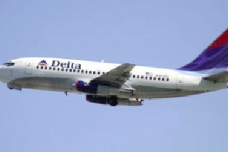Winging out: A Delta Airlines aircraft in flight