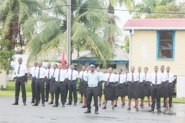 Immaculate:  Part of the Passing Out Parade for five training courses yesterday  at the TSU Drill Square, Police Headquarters.