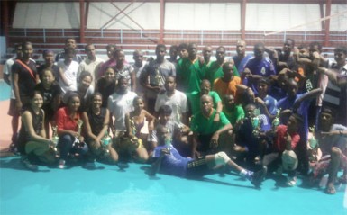 Some of the participating teams at the conclusion of the competition yesterday. 
