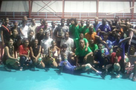 Some of the participating teams at the conclusion of the competition yesterday.
