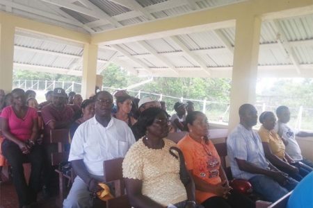 Yarrowkabra residents, including members of the community’s Charcoal Burners Association, at a Community Development Council meeting on Sunday.