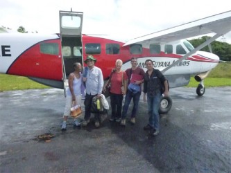 Michael Gilkes (second, left) and some of the crew at Annai 