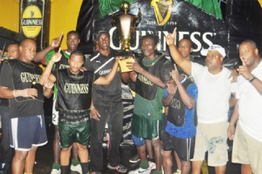 The undisputed kings of street ball Back Circle being presented with their national championship trophy.   