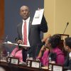 Opposition Leader Dr Keith Rowley, expound upon his no-confidence motion against the Prime Minister and the Government in the Lower House at the International Waterfront Centre in Port of Spain yesterday.