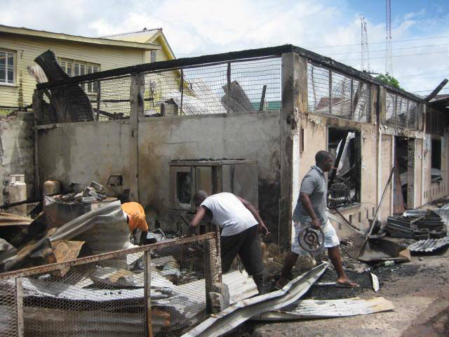 The gutted Jokwesan’s Creole Restaurant and Catering Service  