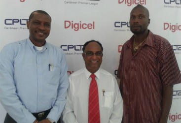  The Guyana selection committee of Roger Harper, left, Omar Khan and Curtly Ambrose, right. 