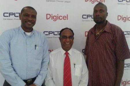  The Guyana selection committee of Roger Harper, left, Omar Khan and Curtly Ambrose, right.