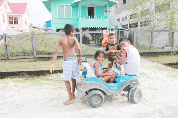 All aboard! These youngsters were about to go for a ride.