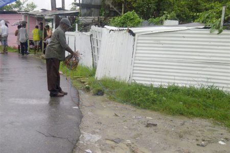 A GPL employee removing illegal connections after disconnecting them from an electricity pole in North Sophia. It is believed that Police Constable Dorwin Pitman who was chasing after a prisoner was electrocuted when he came into contact with illegal livewires.