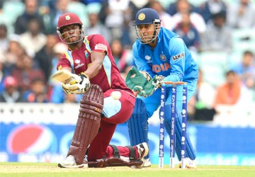 Johnson Charles on the go during his top score of 60 for the West Indies.(photo courtesy of WICB media)