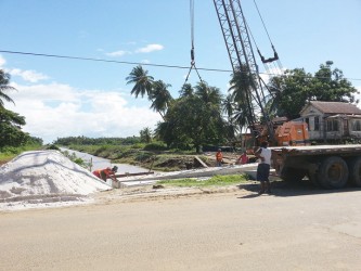 A bridge being constructed on the main road in Kingelly