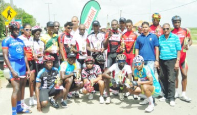 Winners and runners up of the 14th annual Father’s Day 50-mile road race which was sponsored by Guyoil under its Castrol brand pose for a photo opportunity at the event’s completion. (Orlando Charles photo)