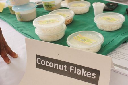 Vendors showcased a spin on the traditional uses for coconut, such as coconut flakes, which can be used as topping on desserts or in baking and cooking. (Photo by Arian Browne)