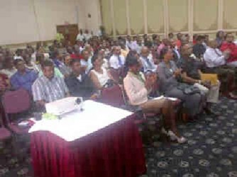 A section of the audience at the Small Business Development Finance Trust 10th Annual General Meeting at the Pegasus Hotel yesterday