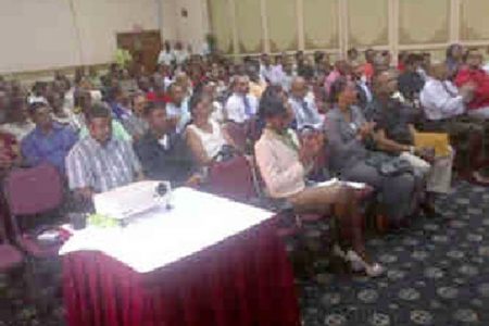 A section of the audience at the Small Business Development Finance Trust 10th Annual General Meeting at the Pegasus Hotel yesterday