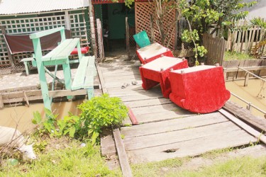 Some of the furniture in Leroy James’s yard after the flooding 