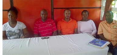 The newly elected Camptown FC executives from left to right- Alfrea Denny, James Bond, Leon Muir, Carlica Pollydore and Akram Sabree
