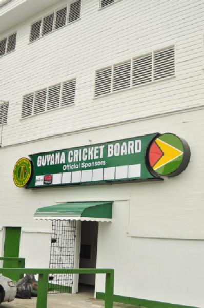 The new Guyana Cricket Board official sponsors board. 