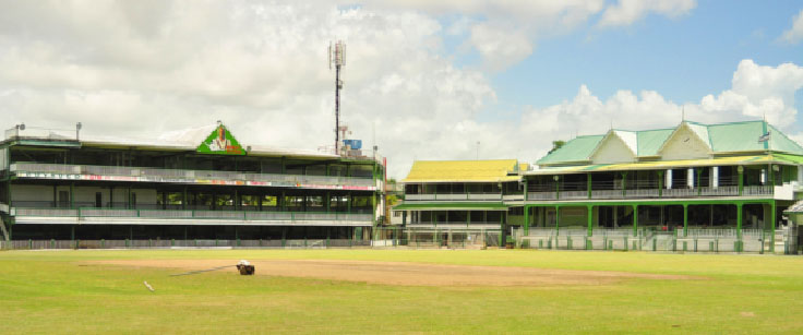 The GCC ground, pitch and Rohan Kanhai stand that will be used for the warm-up match.  