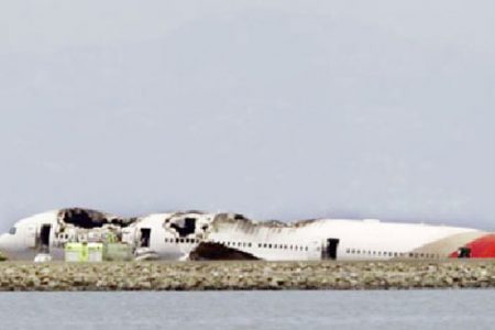 An Asiana Airlines Boeing 777 is pictured after crash landing in this KTVU image at San Francisco International Airport in California yesterday. (REUTERS-KTVU-Handout via Reuters)