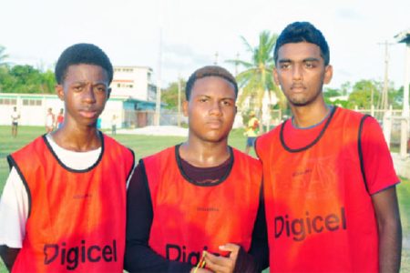Queen’s College scorers from left to right- Nathan Patterson, Aftab Crandon and Jayadev Mana 