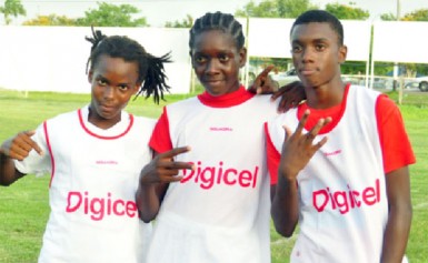 St. George’s goal scorers from left to right- Okeri Codrington, Ozeal Small and Robby McCaggon