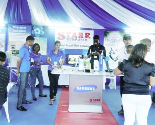 At the Internatinal Building Expo: Starr Computers products on display. The company is one of four IT service providers that have teamed up with GBTI.