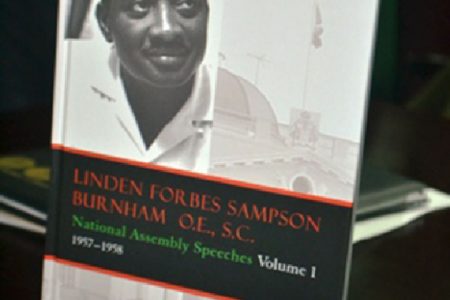 A copy of Volume 1 of speeches of the late former President Linden Forbes Burnham (Government Information Agency photo)