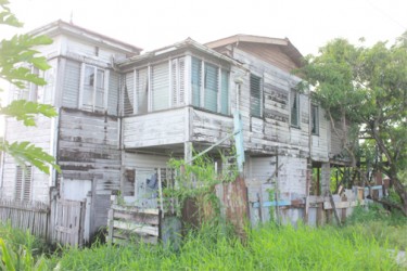  One of the derelict buildings on Bent Street that is deemed as a fire hazard by the Guyana Fire Service (Photo by Arian Browne) 