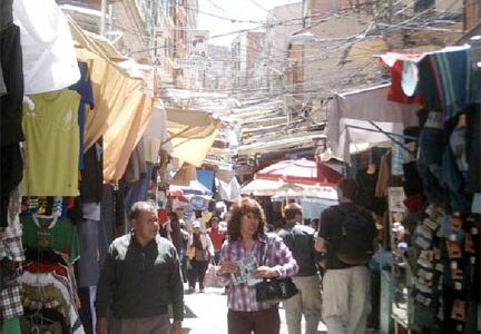 One of the many street market in La Paz, Bolivia