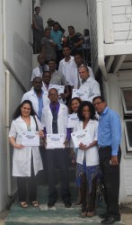 Some of the new doctors with officials of the Berbice Regional Health Authority after the graduation ceremony 