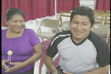 Stephanie Bartholomew of Annai, Region Nine whose vision was restored after three years. Next to her is her husband Richard Bartholomew (Government Information Agency photo) 