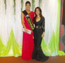 Miss India Guyana 2013 Katerina Roshana (left), who is slated to be a future hostess on the show, poses with Apsara CEO Chandini Rambalak