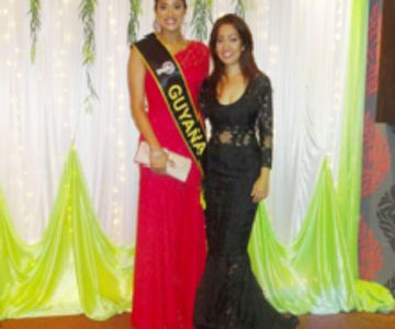 Miss India Guyana 2013 Katerina Roshana (left), who is slated to be a future hostess on the show, poses with Apsara CEO Chandini Rambalak