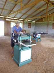 Jason Larose installing the new power-saw