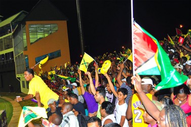 A section of the crowd urging the players on.